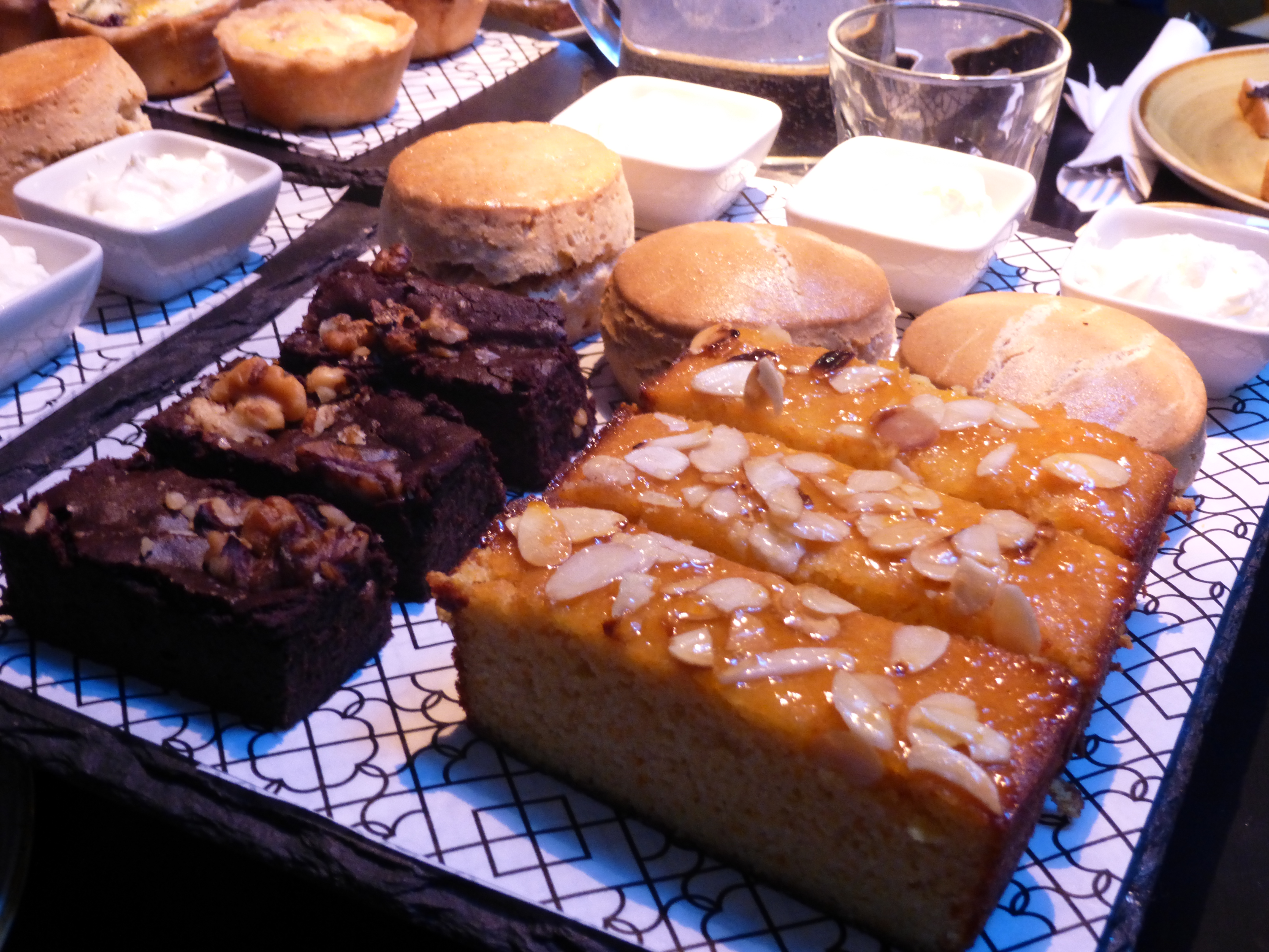 chocolate cake and almond cake beyond bread bakery